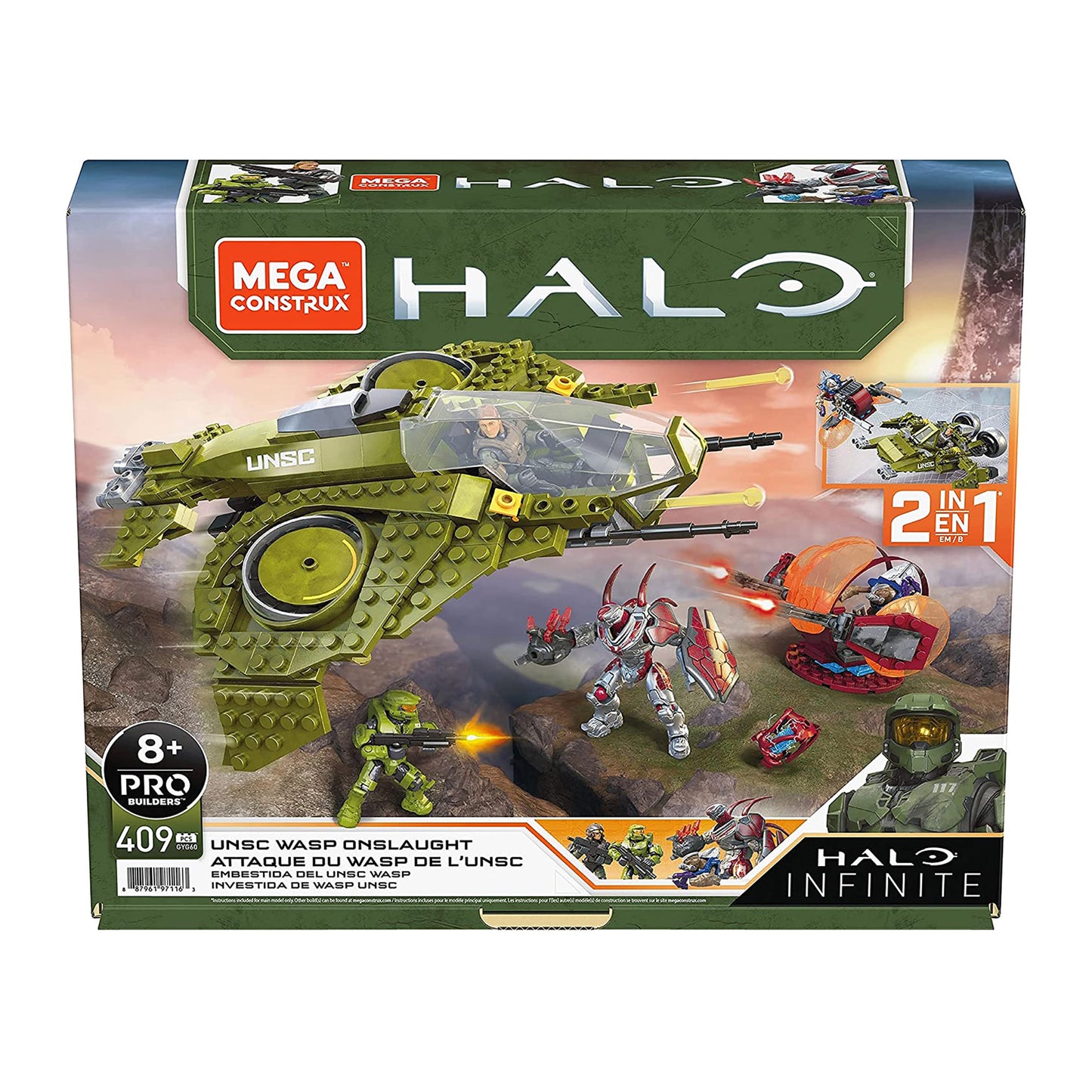 MEGA Halo Infinite UNSC Wasp Onslaught Building Kit with 4 Figures (409 Pieces)