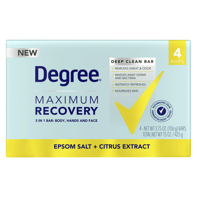 Degree Maximum Recovery Deep Clean Soap Bar Citrus Extract, 3.75 Oz., 4 Count