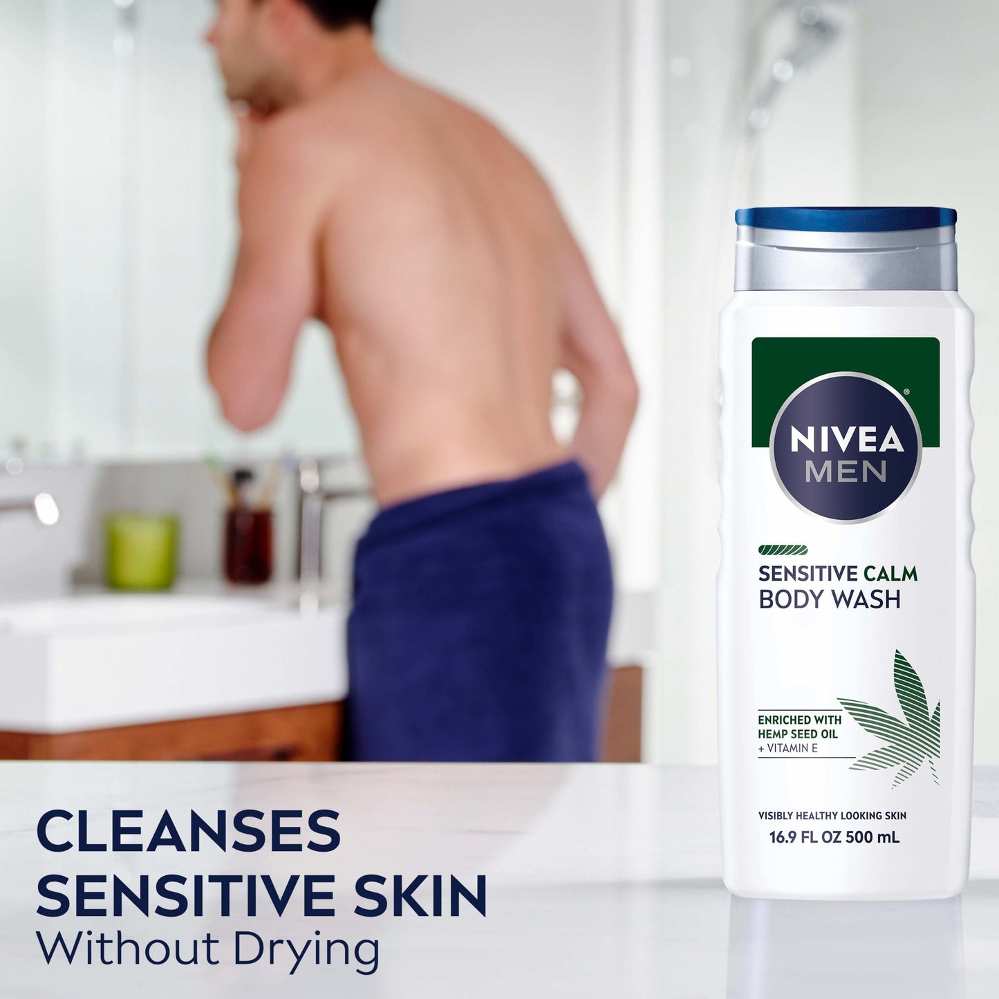 NIVEA MEN Sensitive Calm Body Wash, 16.9 Fl Oz Bottle