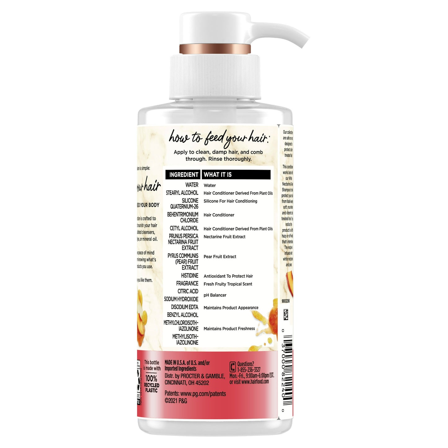 Hair Food White Nectarine & Pear Color Protect Conditioner, 10.1 fl oz, For Color Treated Hair