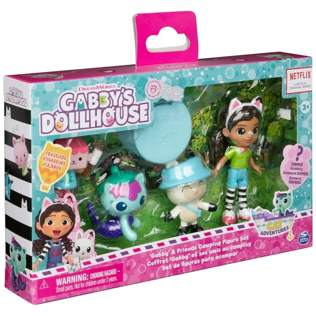 Gabby's Dollhouse Campfire with Gabby Girl, pandy Paws, Baby Box and Mercat Pack