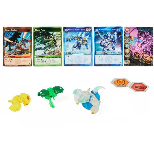 Bakugan Evolutions, Warrior Whale with Nano Fury and Sledge Platinum Power Up Pack