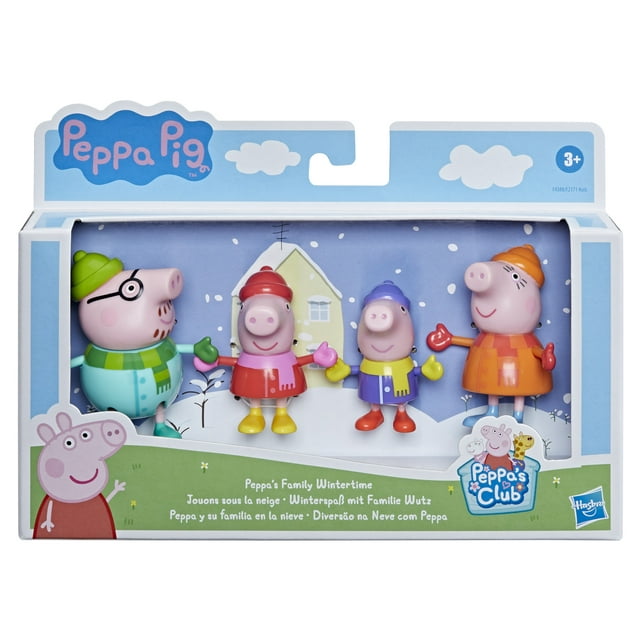 Peppa Pig Peppa's Club Peppa's Family Wintertime Figure 4-Pack Toy, Cold-Weather Outfits