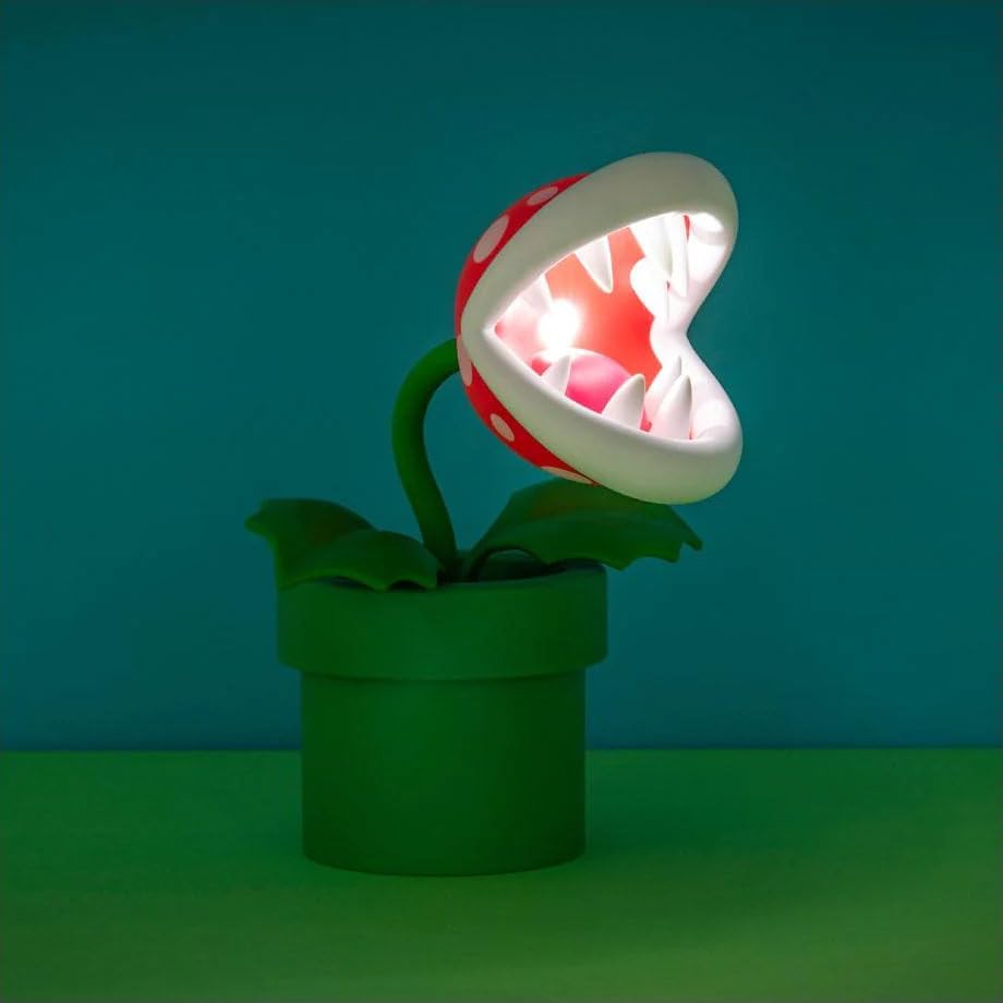 Paladone Super Mario Bros Mini Piranha Plant Lamp Nintendo Room Décor 8.3in Light