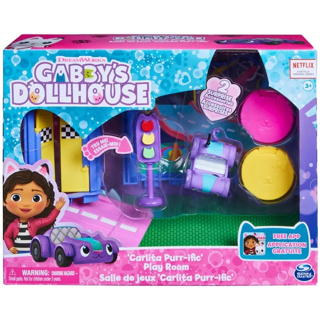 Carlita Purr-ific Playroom with Car, Accessories, Furniture & Dollhouse