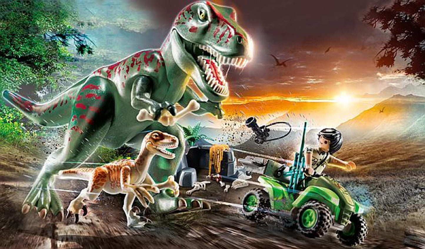 Playmobil 71183 Dinos T-Rex Attack with Raptor and Quad, Toy for Children