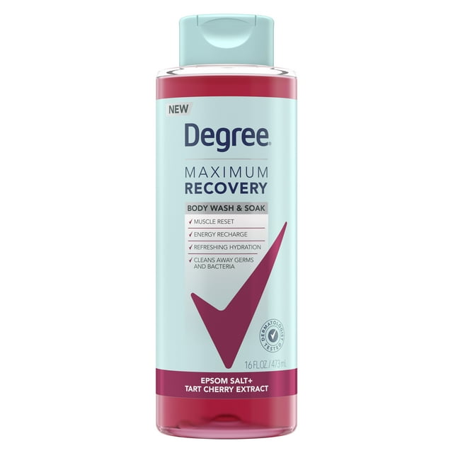 Degree Maximum Recovery Liquid Body Wash and Bath Soak Tart Cherry Extract, 16 oz