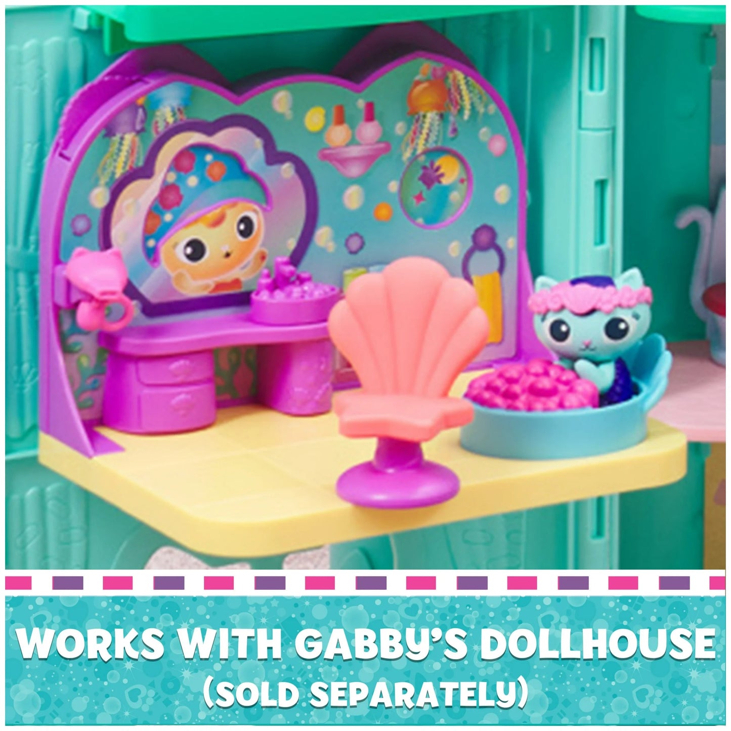 Gabby’s Dollhouse, MerCat’s Spa Room Playset with Toy Figure