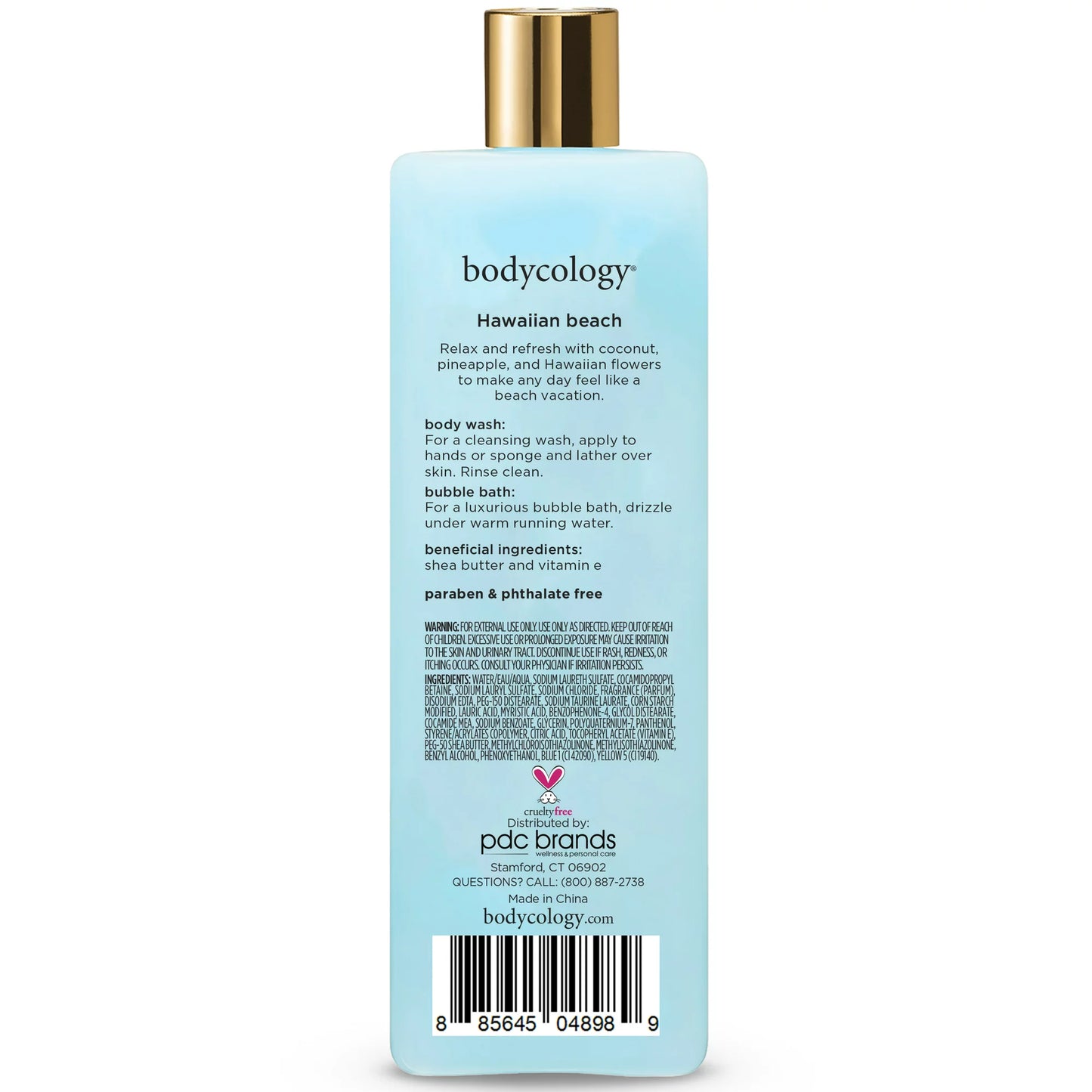 Bodycology Hawaiian Beach 2 n 1 Body Wash & Bubble Bath, 16 oz