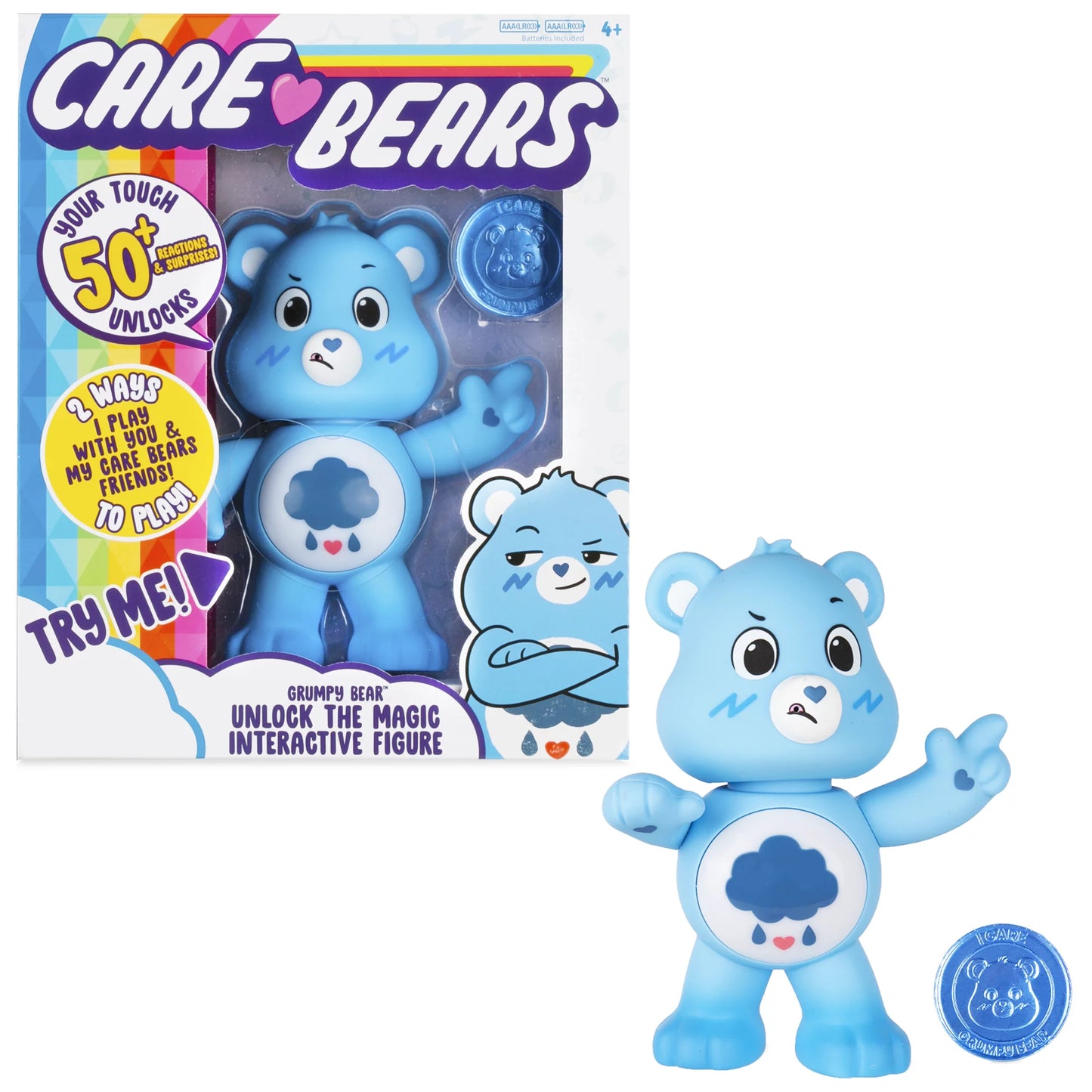 Care Bears - 5  Interactive Figure - Grumpy Bear - 50+ Reactions & Surprises! - Ages 4+