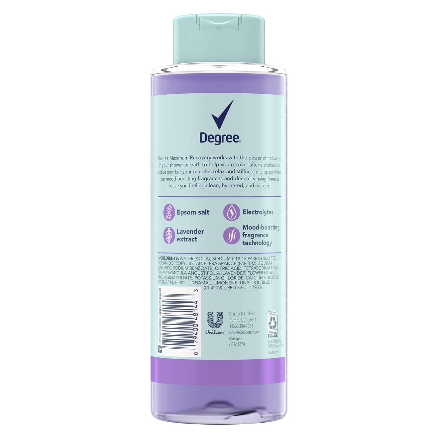 Degree Maximum Recovery Liquid Body Wash & Shower Gel Lavender Extract, 16 oz