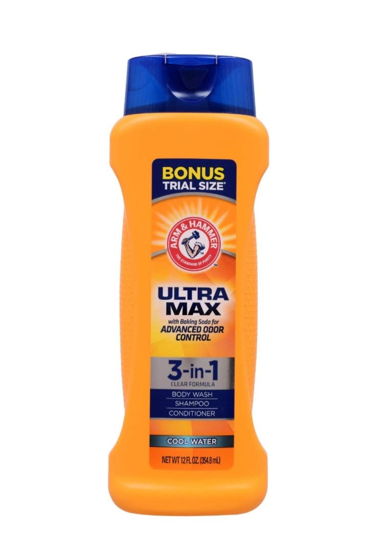 Arm & Hammer Ultra Max 3-in-1 Shampoo Conditioner Body Wash Cool Water 12 oz.