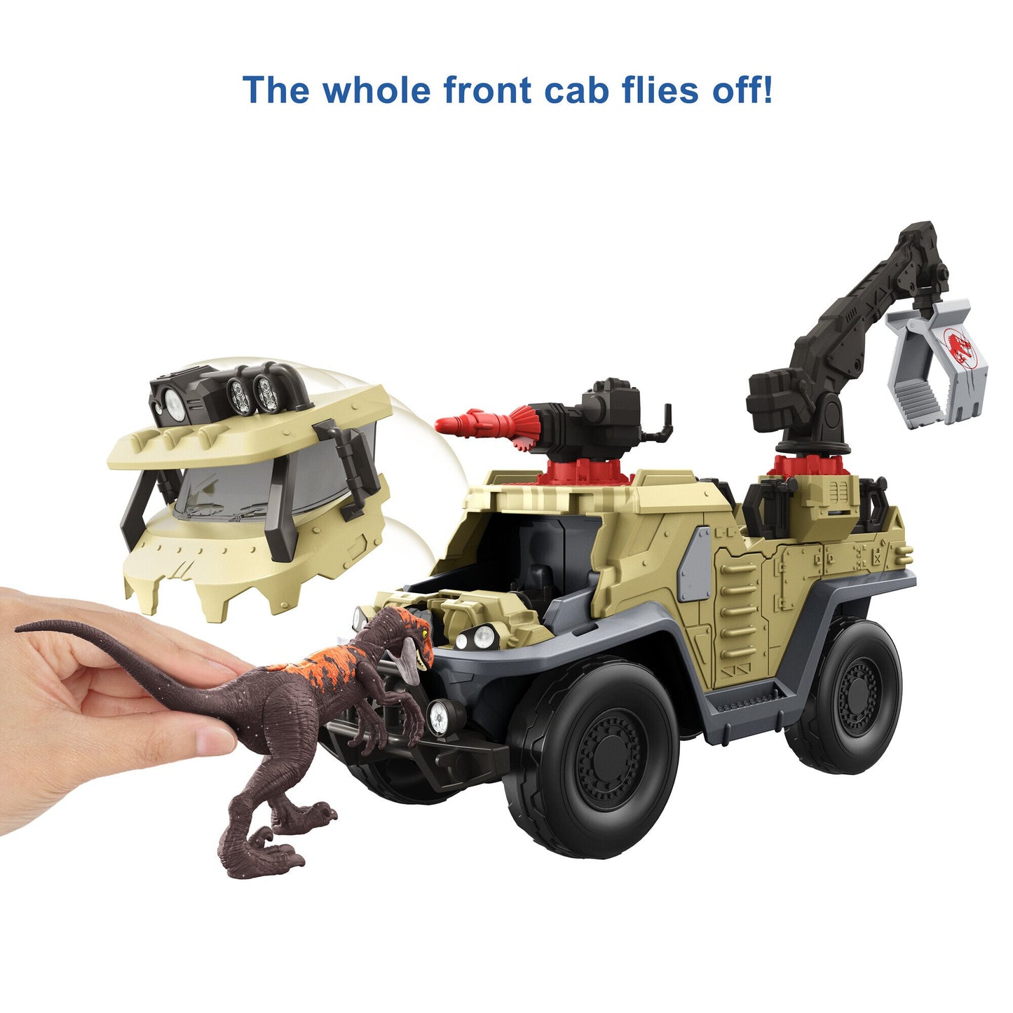 Jurassic World Dominion Capture and Crush Truck with Velociraptor Action Figure Toys