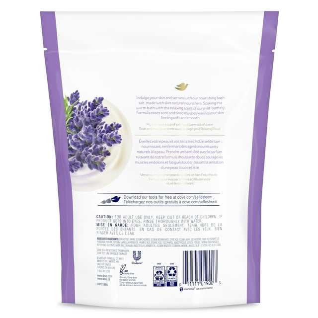 Dove Relaxing Care Foaming Bath Salts Lavender and Chamomile, 28 oz