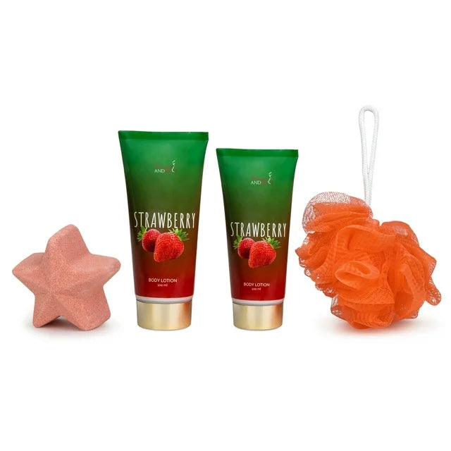 Freida & Joe Gift Strawberry Fragrance Bath & Body Collection Gift Box - Gift for Her Luxury Body Care