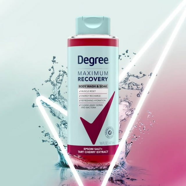 Degree Maximum Recovery Liquid Body Wash and Bath Soak Tart Cherry Extract, 16 oz