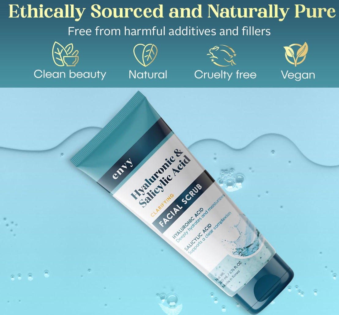 Envy Facial Scrub Hyaluronic Acid & Salicylic Acid -6.75 FL OZ