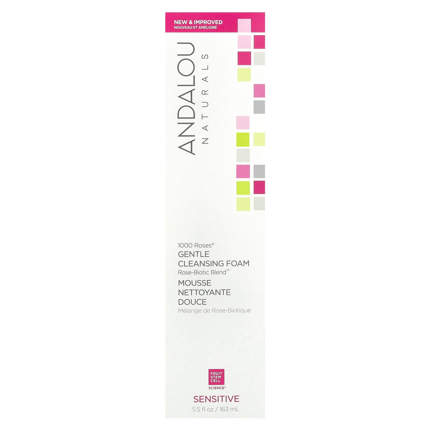 Andalou Naturals 1000 Roses, Gentle Cleansing Foam, Sensitive, 5.5 fl oz (163 ml)