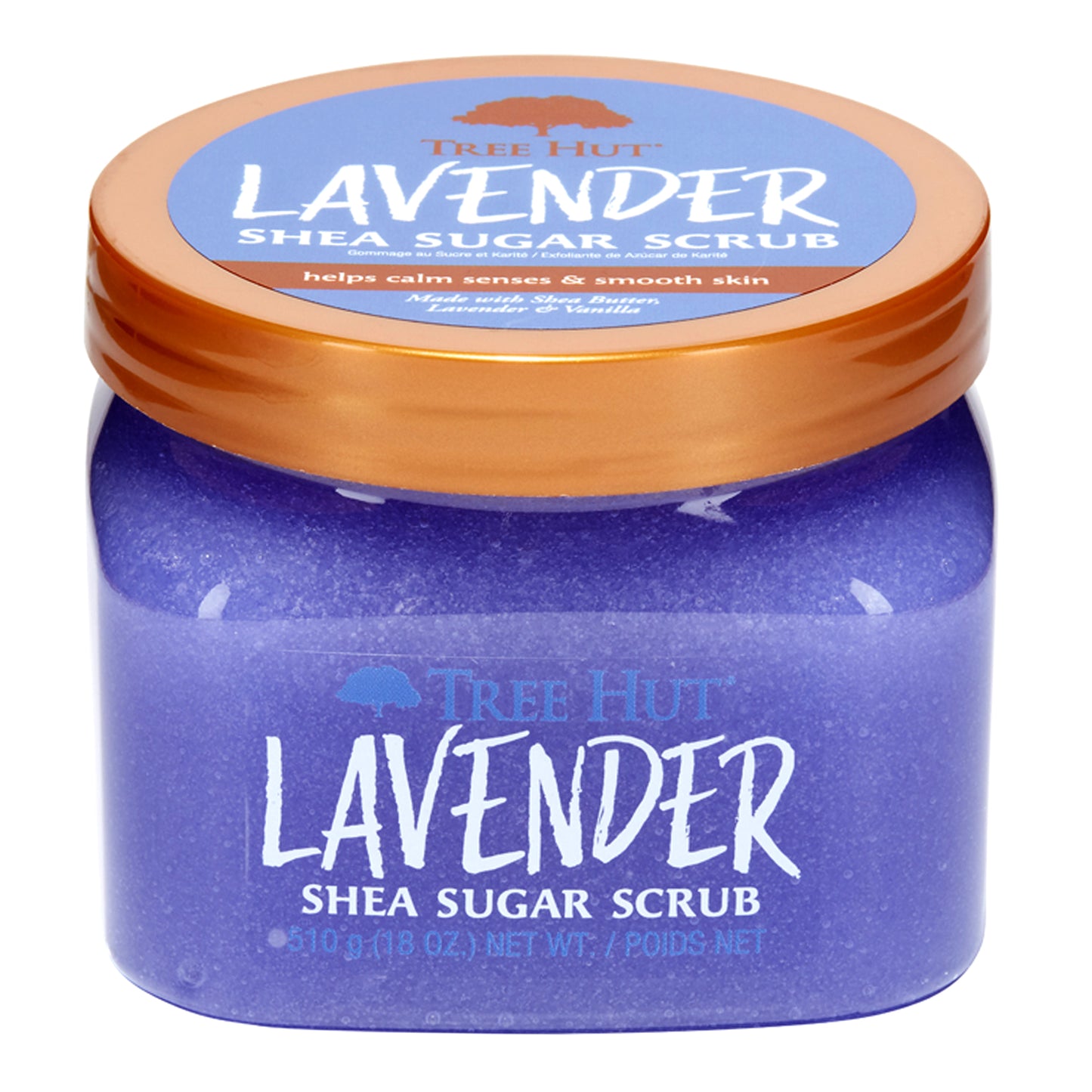 Tree Hut Lavender Shea Sugar Exfoliating and Hydrating Body Scrub, 18 oz.