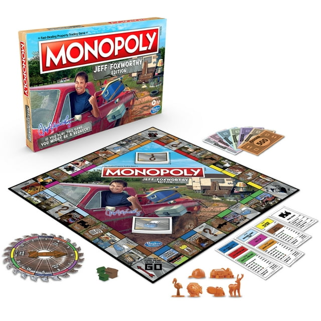 Monopoly Jeff Foxworthy Edition Board Game for Kids and Family Ages 8 and Up, 2-6 Players