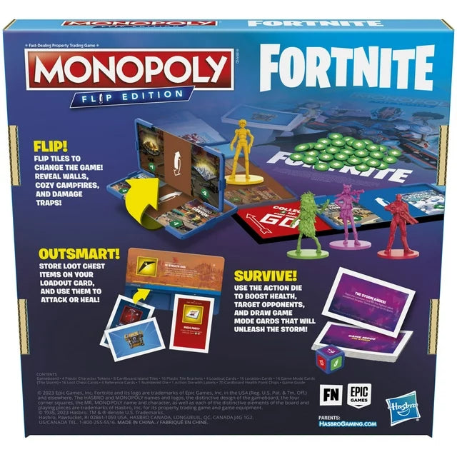 Monopoly Fortnite Flip Edition Board Game for Teens and Family Ages 13 and Up, 2-4 Players