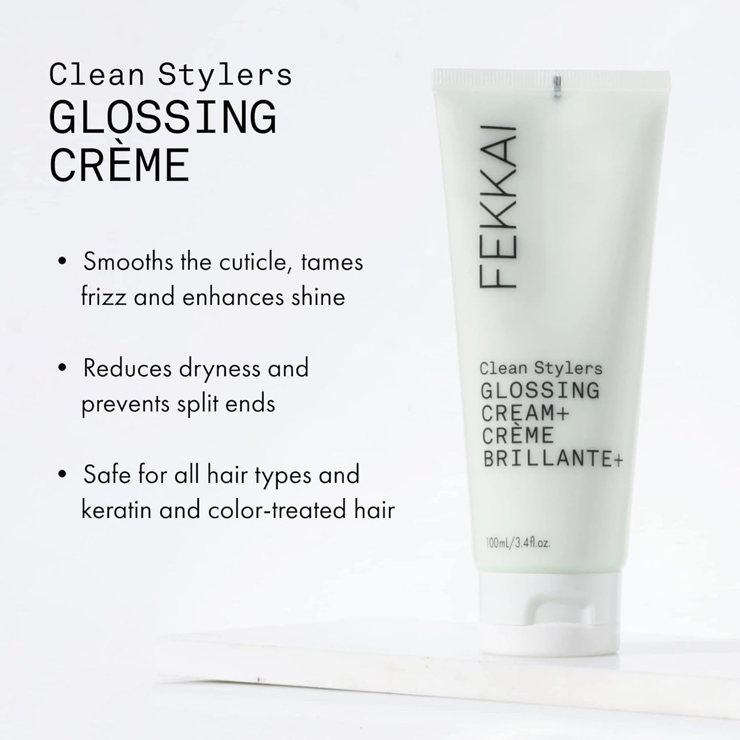 Fekkai Clean Stylers Glossing Cream - 3.4 oz - Provides Hydration, Smoothes Frizz & Boosts Shine - Free of Sulfates, Parabens, Phthalates - Vegan, Cruelty-Free