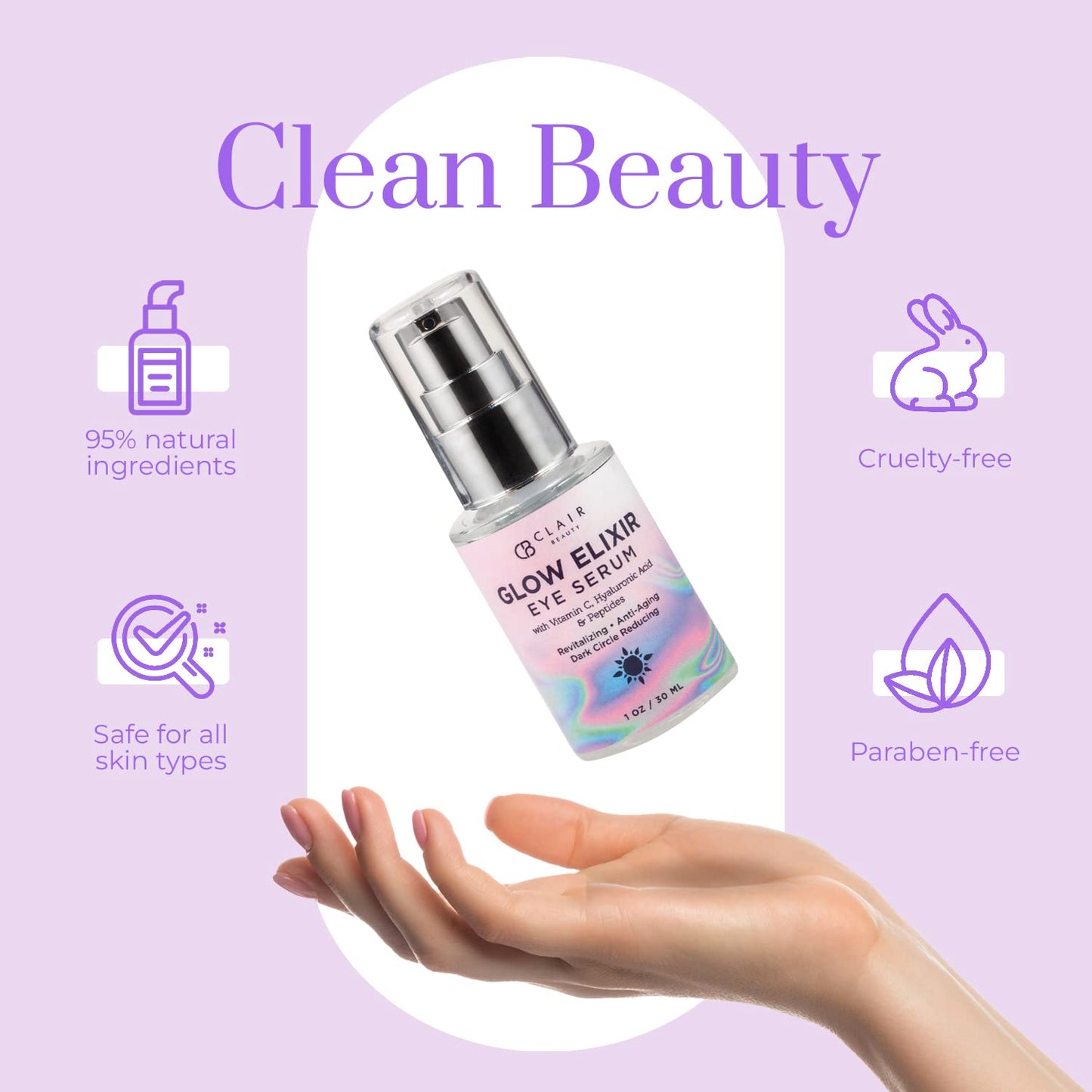 Glow Elixir Eye Serum With Vitamin C, Hyaluronic Acid & Peptides - Revitalizing,