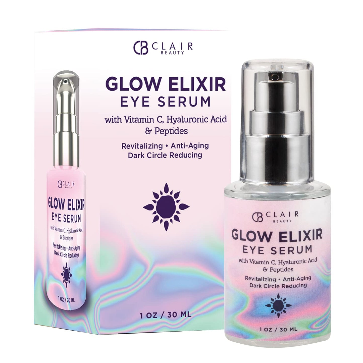 Glow Elixir Eye Serum With Vitamin C, Hyaluronic Acid & Peptides - Revitalizing,