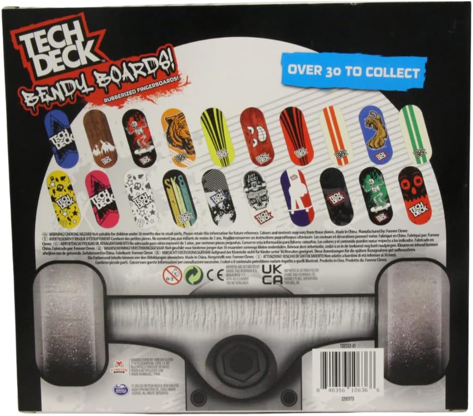 TECH DECK Bendy Boards 5 Piece Set, Rubberized Fingerboards with Working Wheels to Use as Collectible Mini Skateboard Erasers