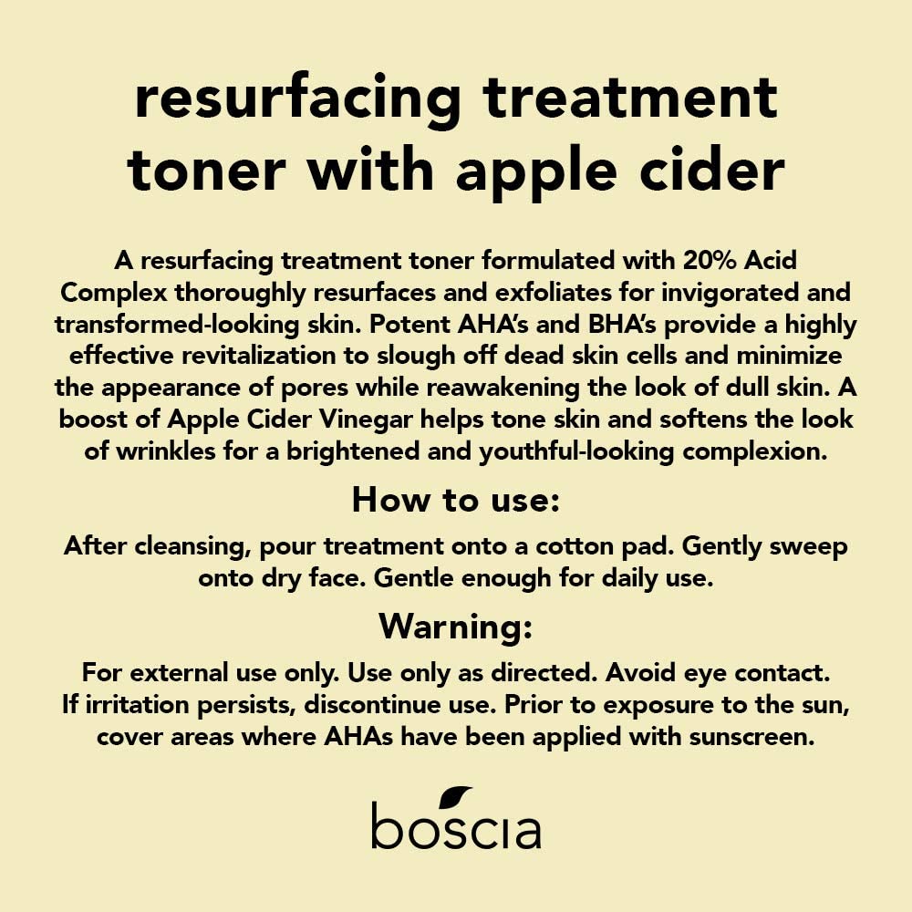 boscia Resurfacing Treatment Toner With Apple Cider Vinegar, 5.10 fl oz