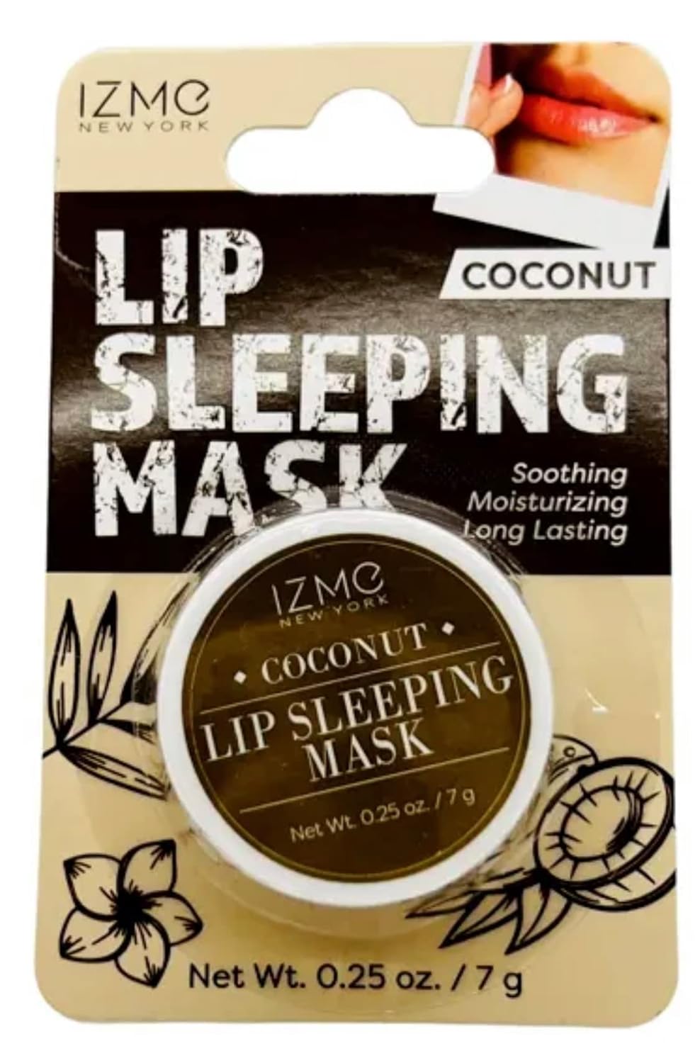 IZME NEW YORK Lip sleeping mask coconut- soothing/ moisturizing/ long lasting - 0.25oz/ 7g (Coconut)