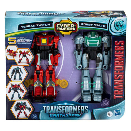 Transformers Toys EarthSpark Cyber-Combiner Terran Twitch and Robby Malto Action Figures