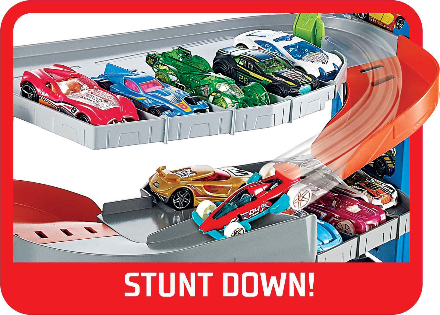 Hot Wheels City Stunt Garage Playset with 1 Toy Car in 1:64 Scale & Storage for 20+ Vehicles