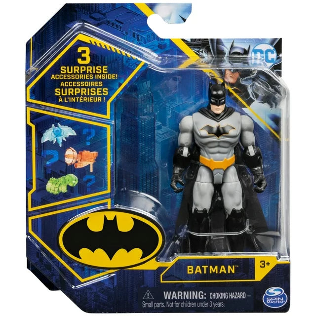 Batman 4-inch Action Figure with 3 Mystery Accessories  for Kids Aged 3 and up