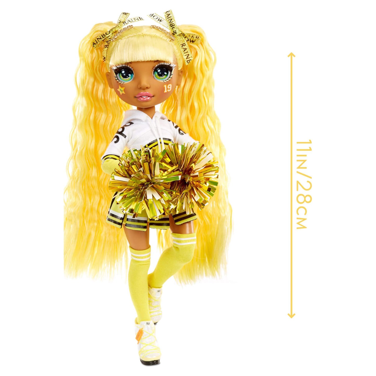 Rainbow High Cheer Sunny Madison – Yellow Fashion Doll with Pom Poms, Cheerleader Doll, Toys for Kids 6-12 Years Old