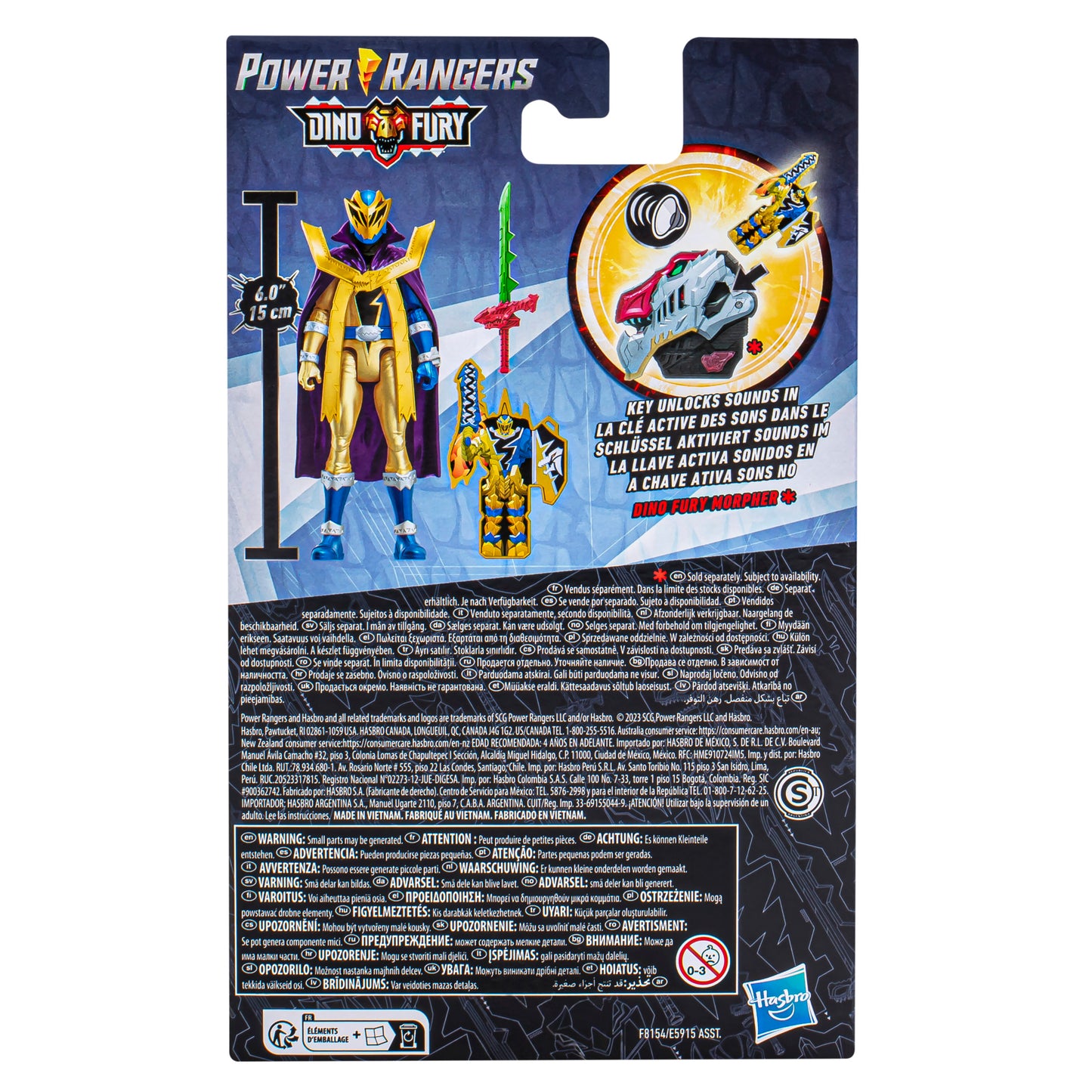 Power Rangers Dino Fury Gold Ranger Dino Master Mode, 6-Inch Power Rangers Action Figure