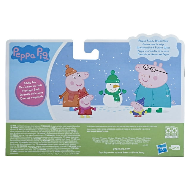 Peppa Pig Peppa's Club Peppa's Family Wintertime Figure 4-Pack Toy, Cold-Weather Outfits