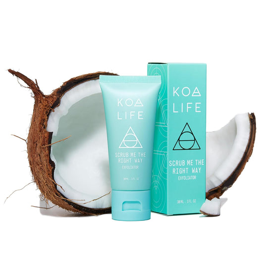 Koa Life Scrub Me The Right Way - Exfoliating Face Scrub, Eucalyptus Exfoliator, Coconut Shell Exfoliating Scrub, Sensitive Skin, Vegan - 15 Ml