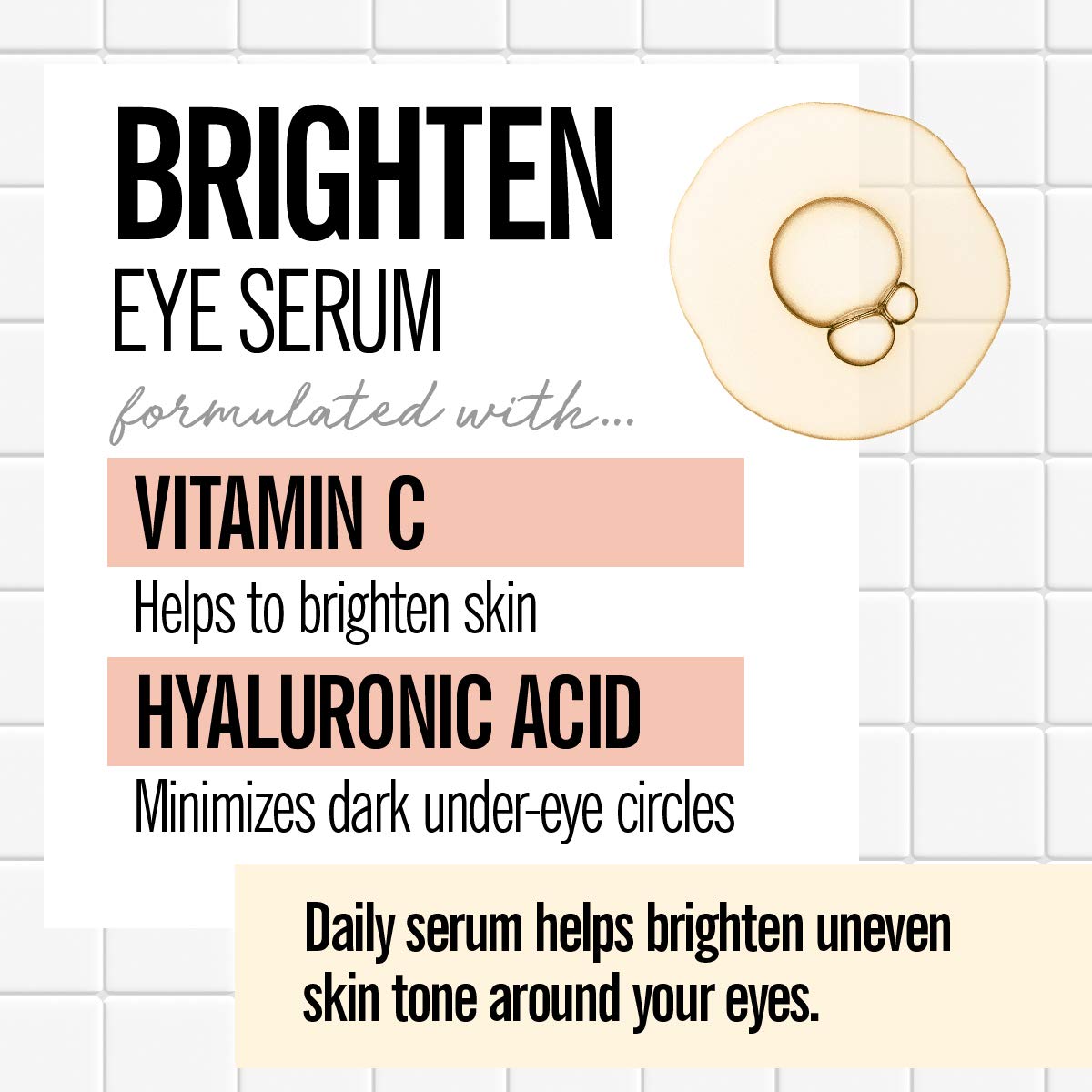 Clean Beauty Brightening Eye Serum Vitamin C, Hyaluronic Acid, Caffeine 1oz