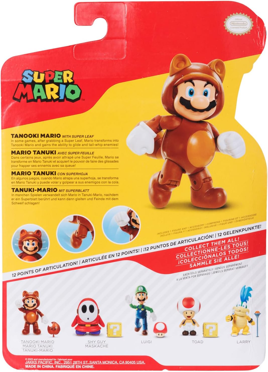 Super Mario Tanooki Mario Action Figure (with Super Leaf)