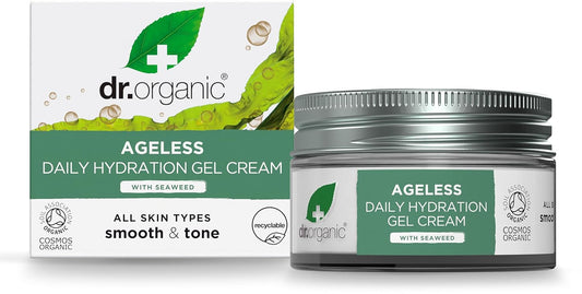 Dr Organic Ageless Daily Hydration Gel Cream with Organic Seaweed, Moisturizing, Fine Lines, Wrinkles, Natural, Vegan, Cruelty-Free, Paraben & SLS-Free, Recycled&Recyclable, Certified Organic, 50ml