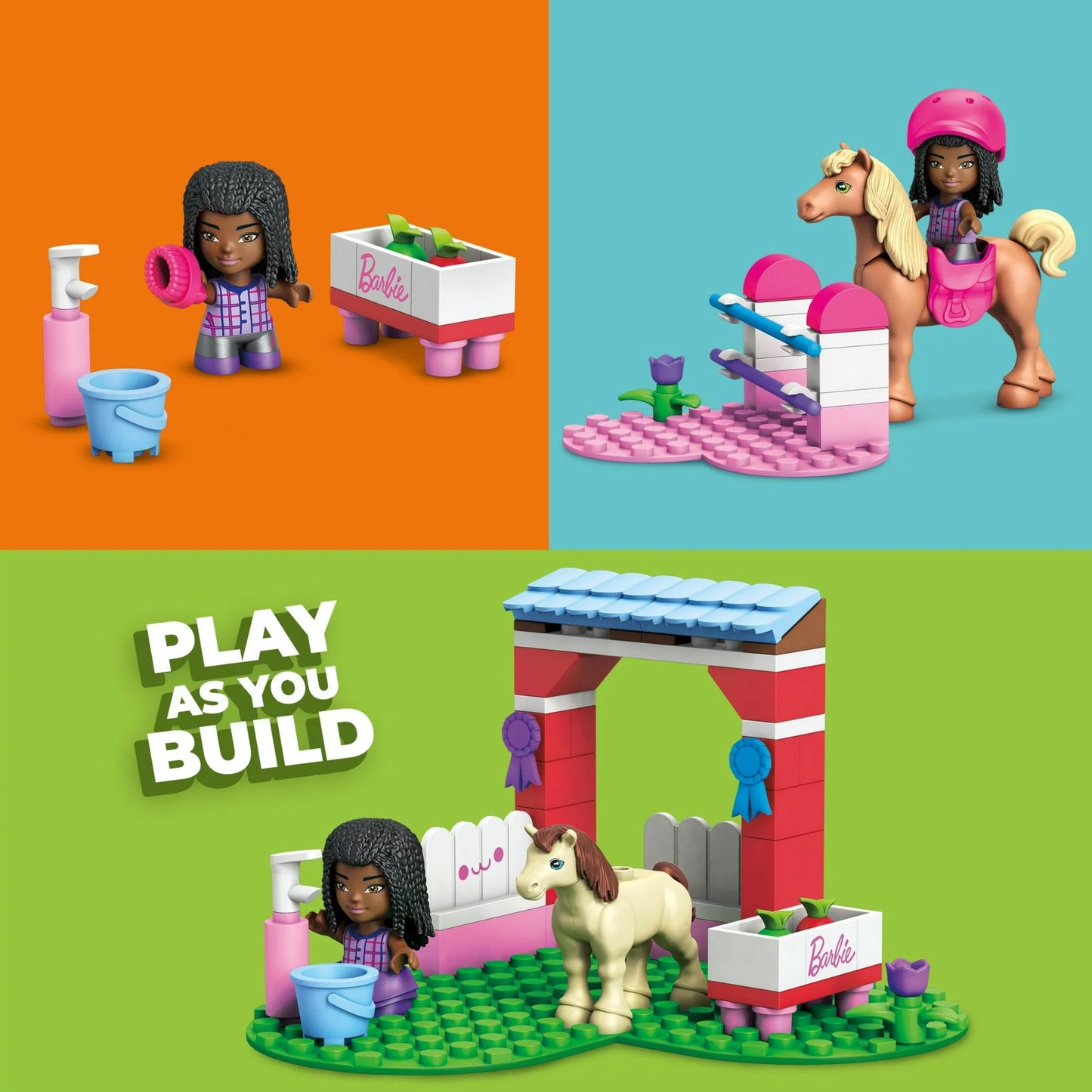 Barbie Pets Horse Jumping Building Playset with Pony, and Micro-Doll