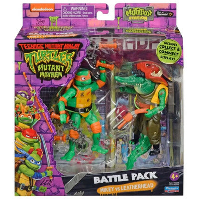 Teenage Mutant Ninja Turtles Mutant Mayhem 4.5 Inch 2-Pack Action Figure - Michelangelo Vs Leatherhead