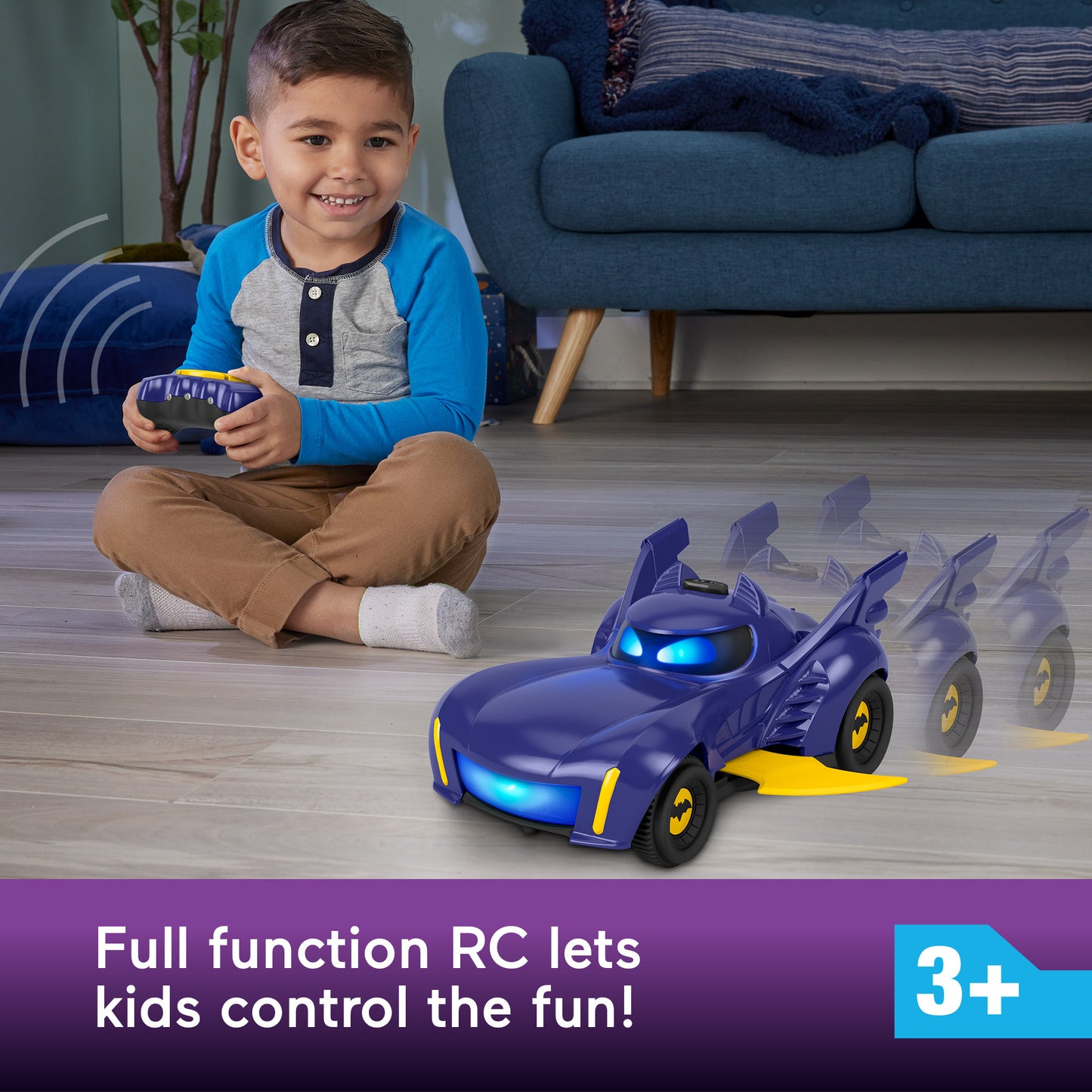 Fisher-Price DC Batwheels Bam the Batmobile Transforming RC, Remote Control Car for Kids 3Y+