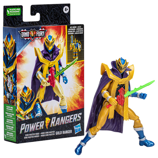 Power Rangers Dino Fury Gold Ranger Dino Master Mode, 6-Inch Power Rangers Action Figure