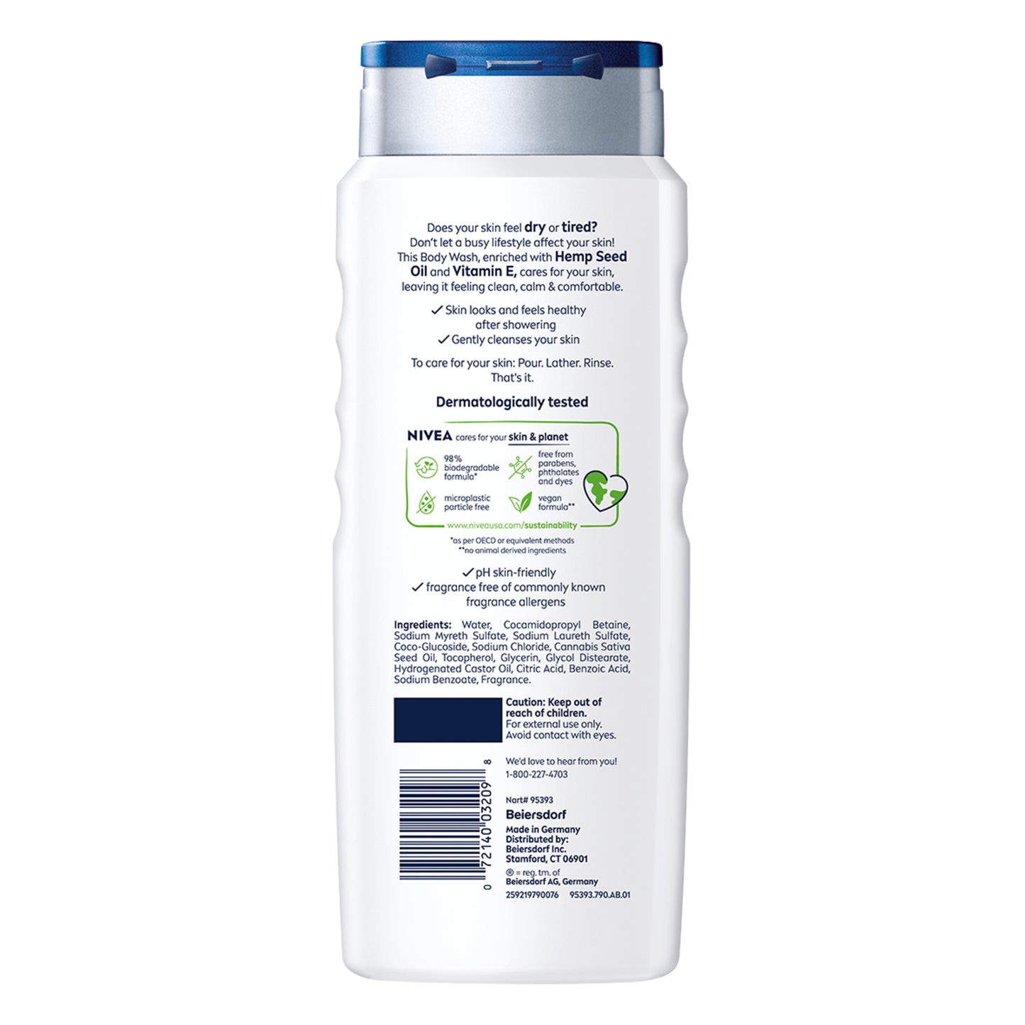 NIVEA MEN Sensitive Calm Body Wash, 16.9 Fl Oz Bottle