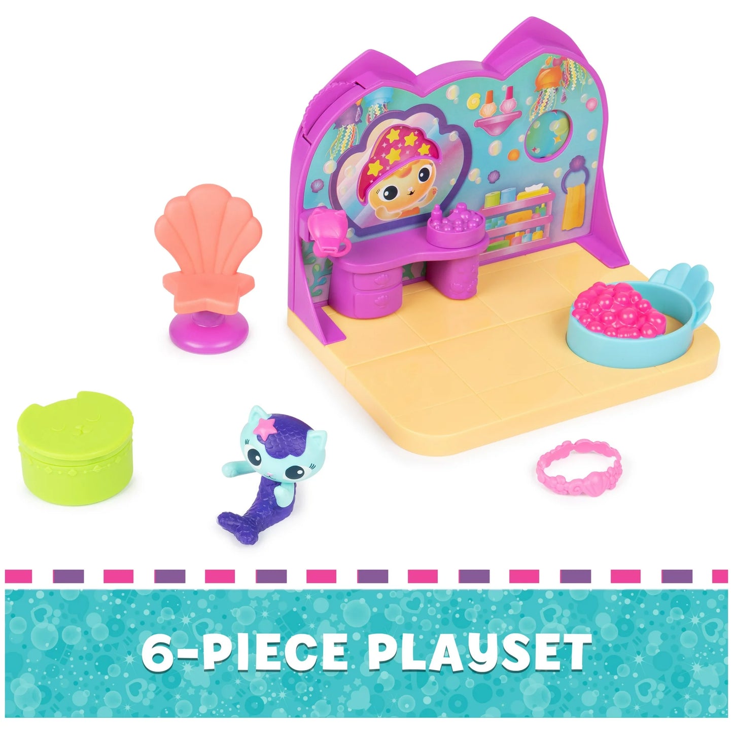 Gabby’s Dollhouse, MerCat’s Spa Room Playset with Toy Figure