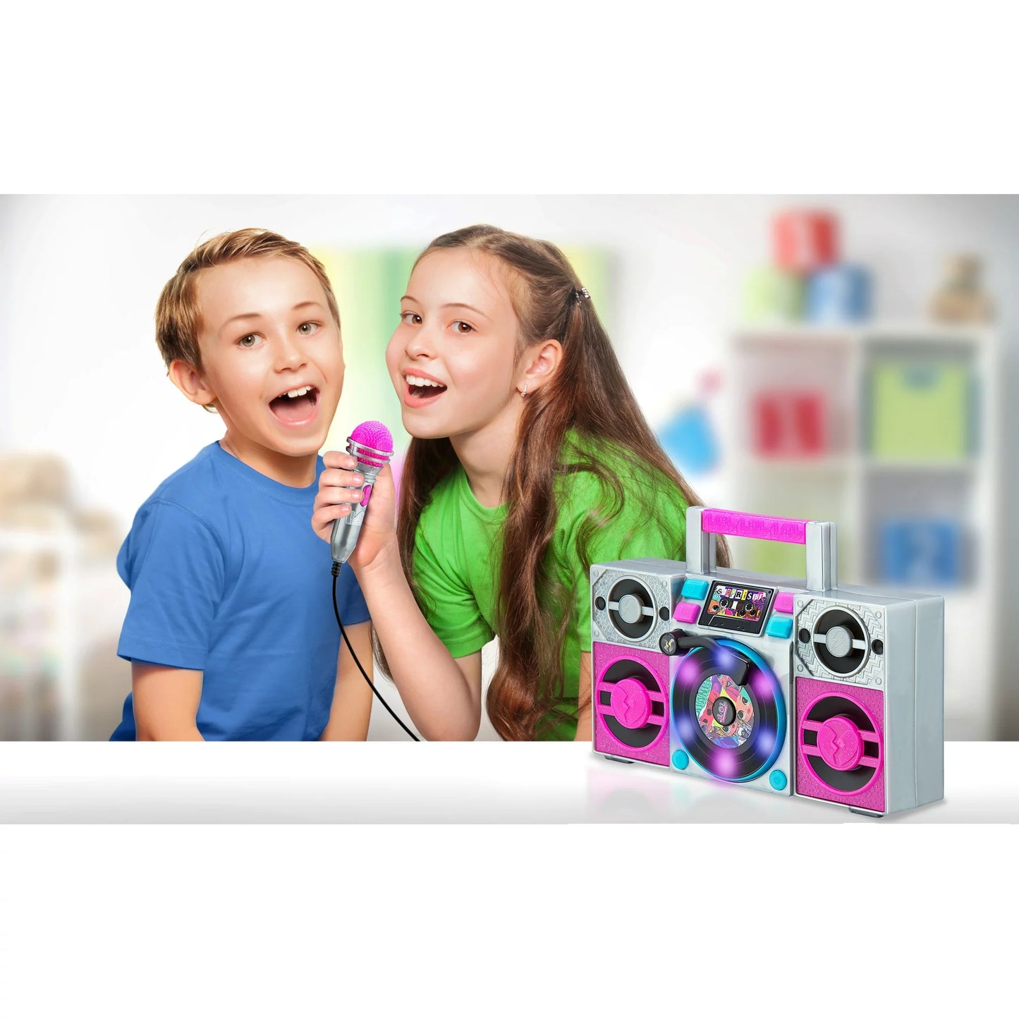 L.O.L Surprise! REMIX Bluetooth MP3 Boombox with Microphone, Pink, LL-115