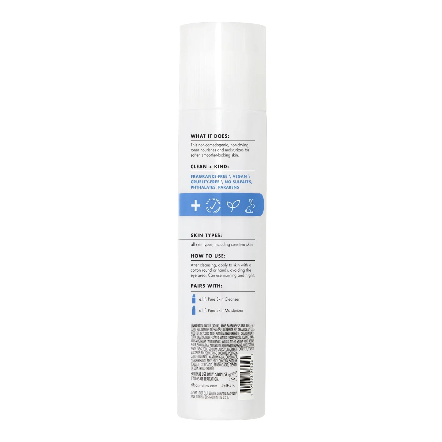 e.l.f. Skin Pure Skin Toner, Gentle, Soothing & Exfoliating Daily Toner for A Smoother-Looking Complexion, Made with Oat Milk, Aloe Juice & Niacinamide