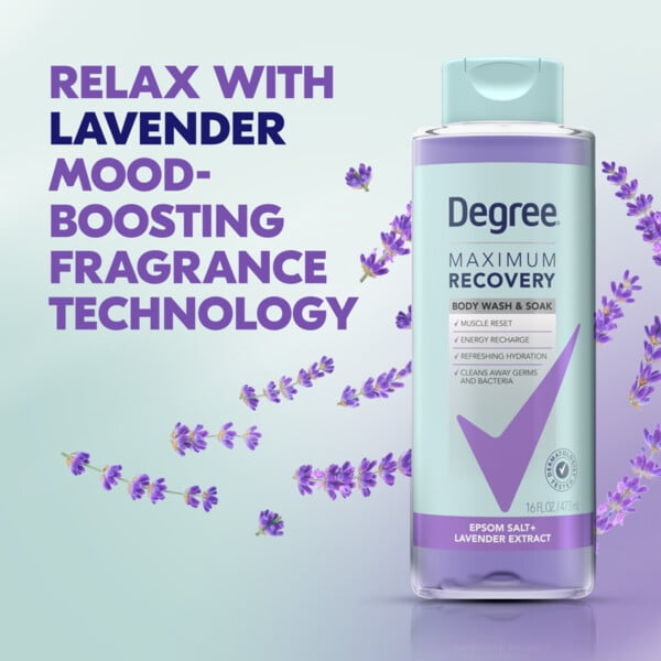 Degree Maximum Recovery Liquid Body Wash & Shower Gel Lavender Extract, 16 oz